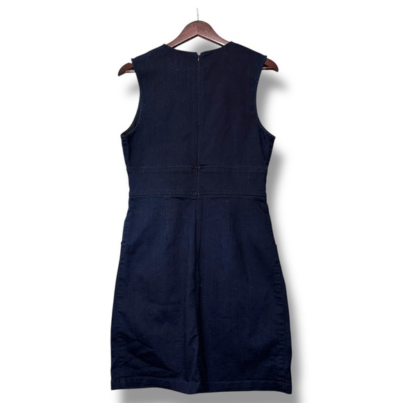 ADAM by Adam Lippes Denim Dress 10 Made in NYC Deep V Sleeveless Fit Flare Chic - Picture 3 of 9